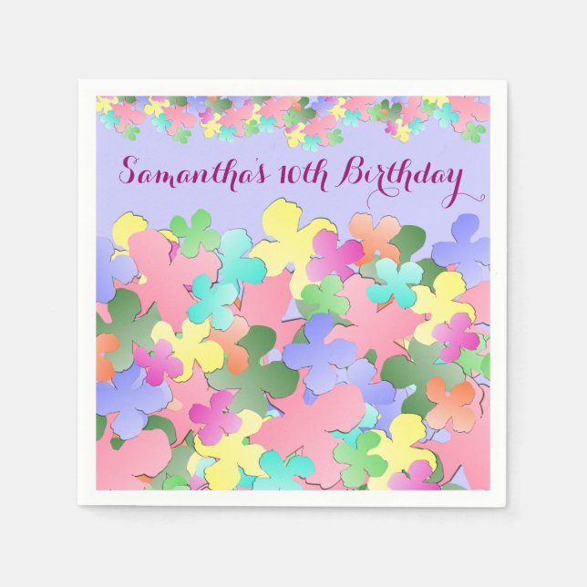 Pastel Flower Collage Custom BIRTHDAY Paper Napkins (Front)