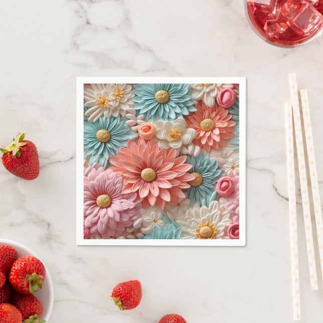Pastel Flower Design Napkins (Insitu)
