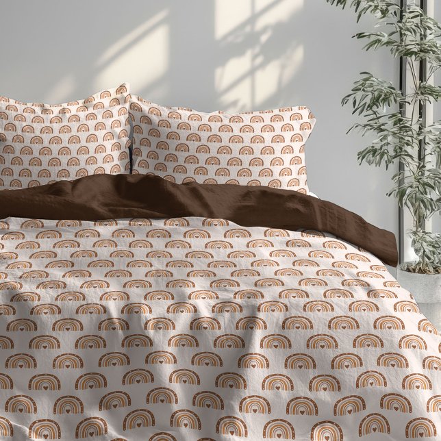 Pastel Flower Duvet 70s Brown Boho Bedroom Cover (Pastel Flower Duvet 70s Brown Boho Bedroom)