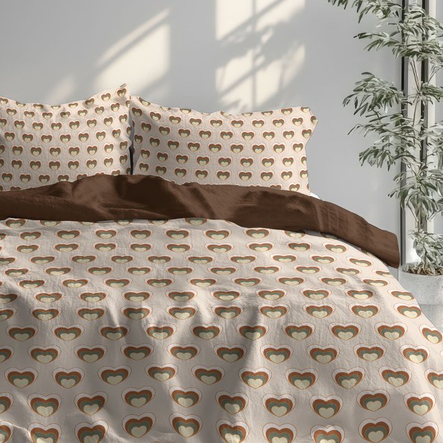 Pastel Flower Duvet 70s Brown Boho Bedroom Cover (Pastel Flower Duvet 70s Brown Boho Bedroom)