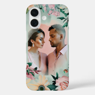 Pastel Flower Elegance: Sage Green Floral Wedding iPhone 16 Case