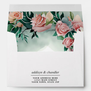 Pastel Flower Elegance: Sage Green Floral Wedding Envelope