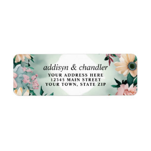 Pastel Flower Elegance: Sage Green Floral Wedding Label