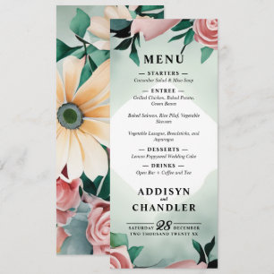 Pastel Flower Elegance: Sage Green Floral Wedding Program