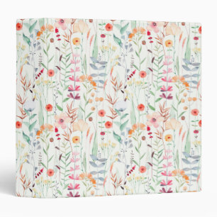 Pastel Flower Garden Pattern 3 Ring Binder