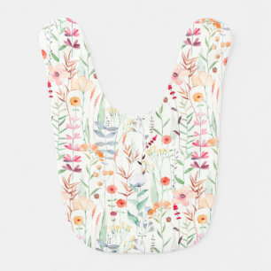 Pastel Flower Garden Pattern Baby Bib