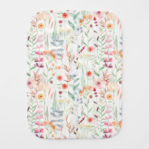 Pastel Flower Garden Pattern Baby Burp Cloth
