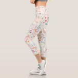 Pastel Flower Garden Pattern Capri Leggings