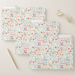 Pastel Flower Garden Pattern File Folder