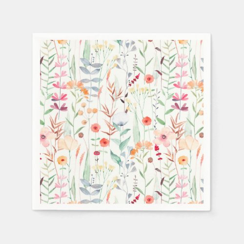 Pastel Flower Garden Pattern Napkins