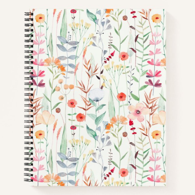 Pastel Flower Garden Pattern Notebook (Front)