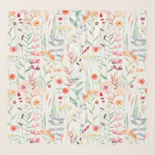 Pastel Flower Garden Pattern Scarf