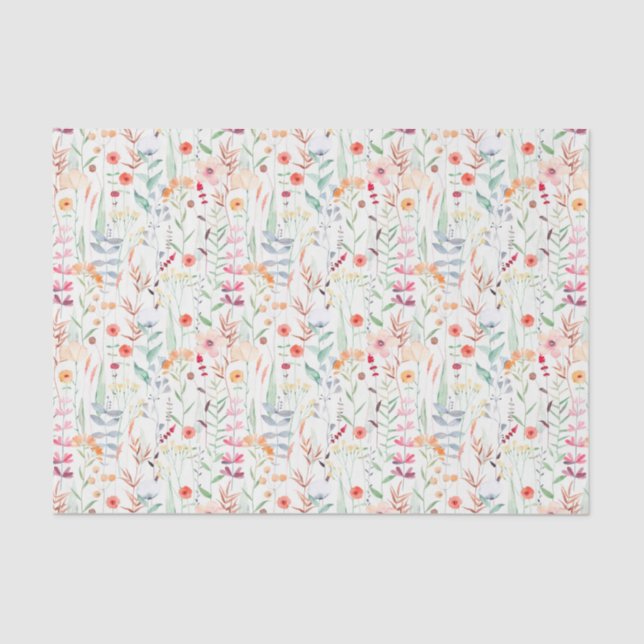 Pastel Flower Garden Pattern Tissue Paper (Front)