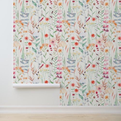 Pastel Flower Garden Pattern Wallpaper