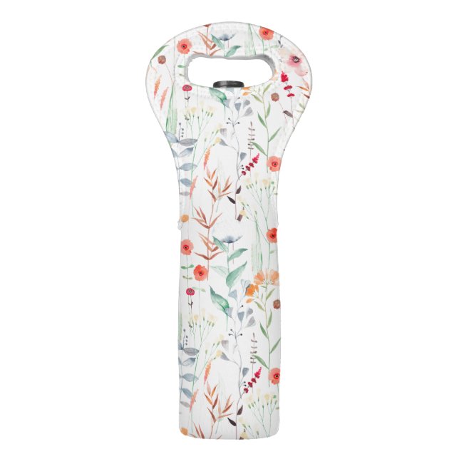 Pastel Flower Garden Pattern Wine Bag (Front)