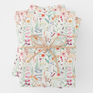 Pastel Flower Garden Pattern Wrapping Paper Sheets