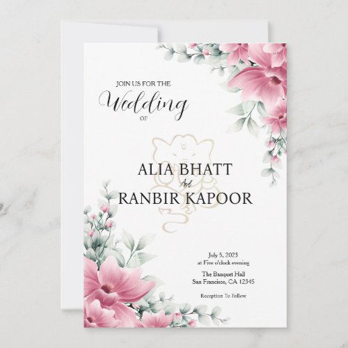 Pastel Flower Indian Wedding Invitation