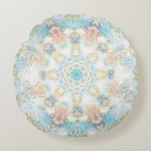 Pastel Flower Mandala Round Pillow