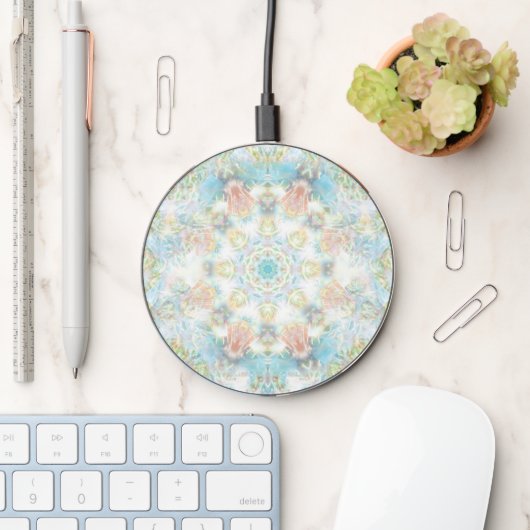 Pastel Flower Mandala Wireless Charger (Desk)