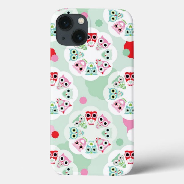 pastel flower owl background pattern Case-Mate iPhone case (Back)