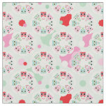 pastel flower owl background pattern fabric
