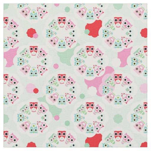 pastel flower owl background pattern fabric