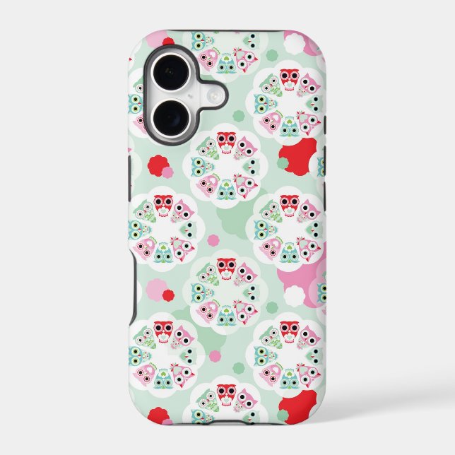 pastel flower owl background pattern iphone case (Back)