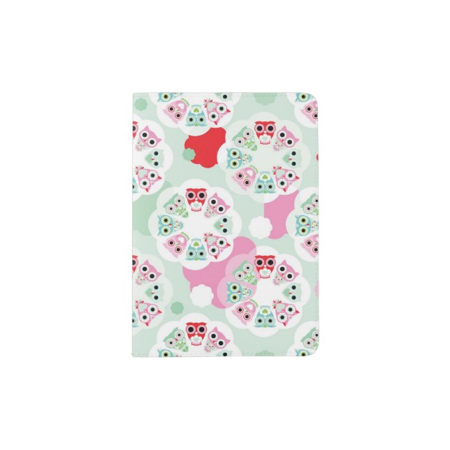 pastel flower owl background pattern passport holder (Front)