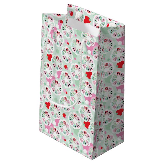 pastel flower owl background pattern small gift bag (Back Angled)