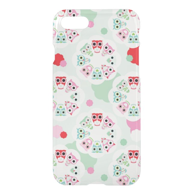 pastel flower owl background pattern uncommon iPhone case (Back)