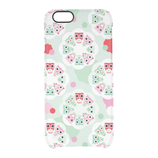 pastel flower owl background pattern uncommon iPhone case (Back)