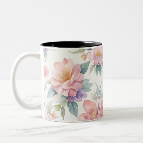Pastel flower pattern coffee mug