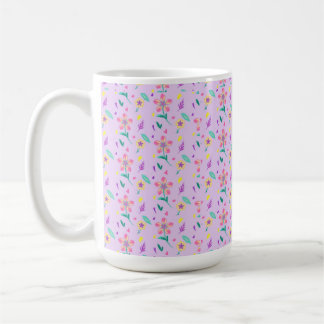 "Pastel Flower Pattern – Cute Watercolor Floral De Coffee Mug