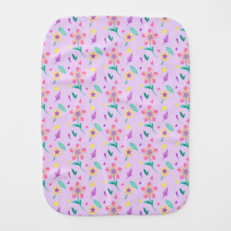 Pastel Flower Pattern – Cute Watercolor Floral Des Baby Burp Cloth