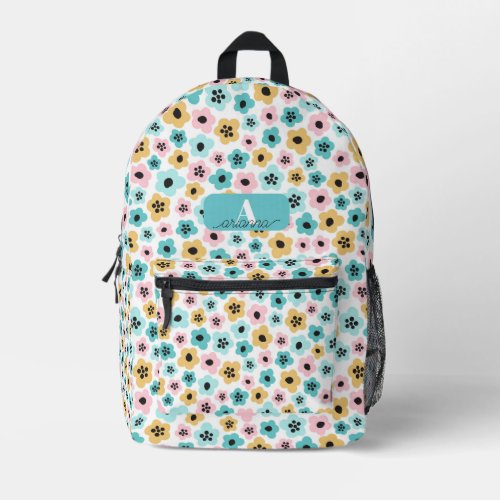 Pastel Flower Pattern Retro Floral Personalized Printed Backpack