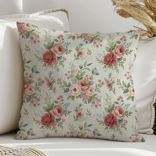 Pastel Flower Pillow Shabby Chic Pastel Green Pink