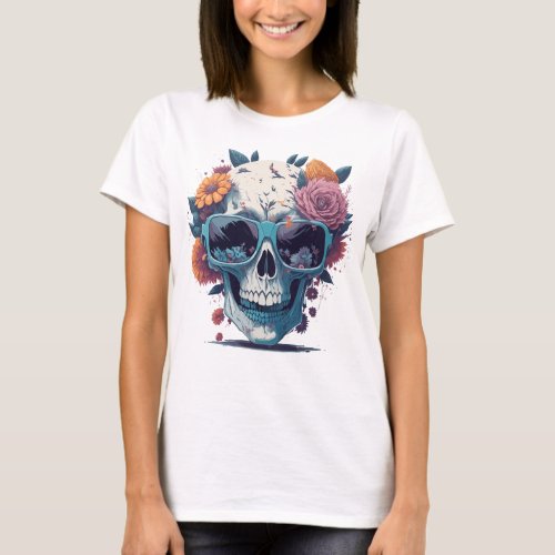 Pastel Flower Skull T_Shirt