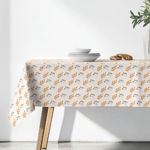 Pastel Flower Tablecloth 70s Brown Boho Accent