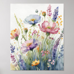 Pastel Flower Watercolor Poster