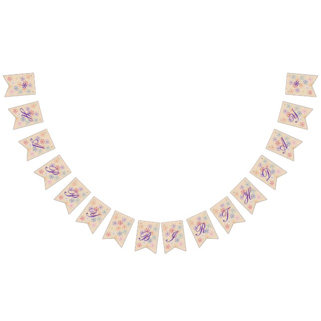 Pastel Flowered Happy Birthday Bunting Flags (All)