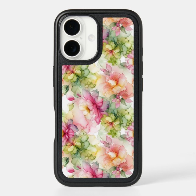 Pastel Flowers Alcohol Ink Illustration  Otterbox iPhone Case (Back)