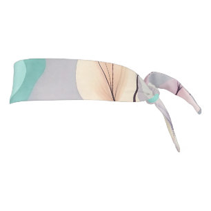 Pastel Flowers and Leaves on Purple Background Tie Headband