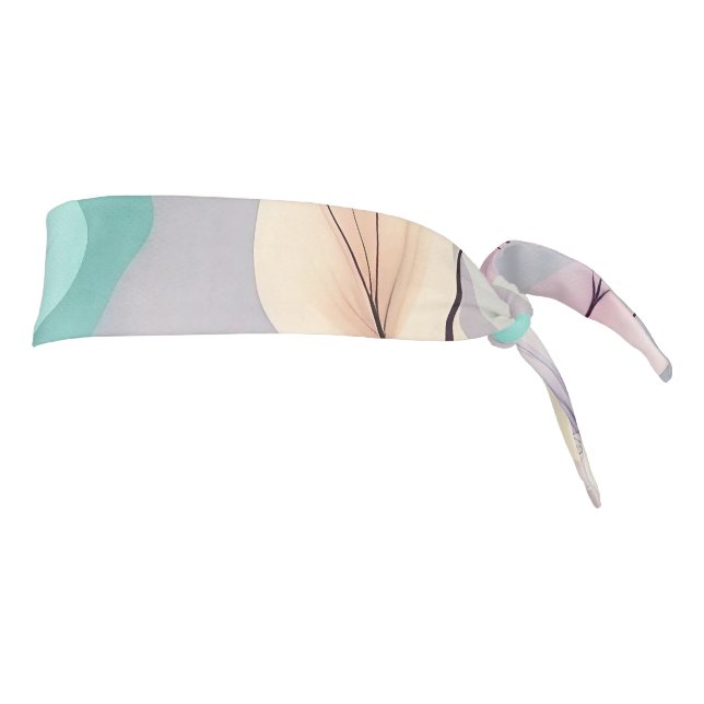 Pastel Flowers and Leaves on Purple Background Tie Headband (Rotate 90)