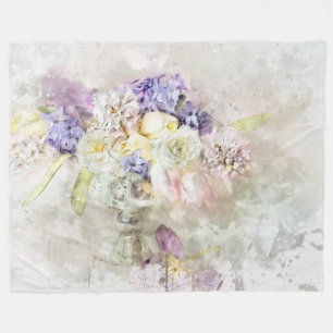 *~* Pastel Flowers AR26 Classic Modern Romantic Fleece Blanket