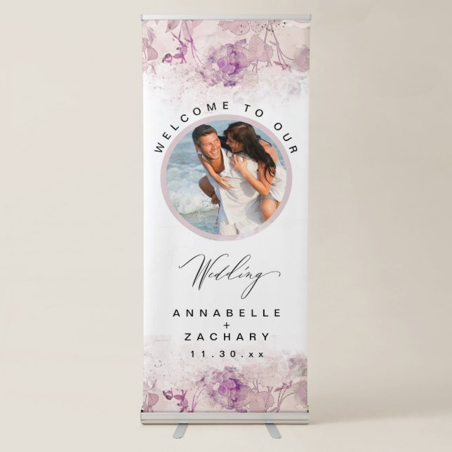 *~* Pastel Flowers AR26 Classic Modern Romantic Retractable Banner (Front)