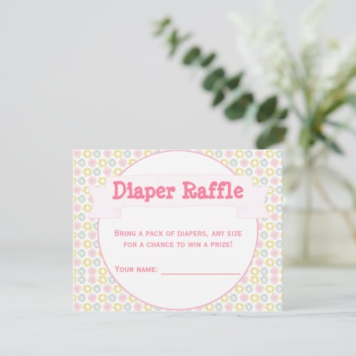 Pastel Flowers Baby Shower Diaper Raffle Tickets Enclosure Card