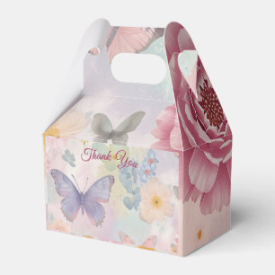 Pastel Flowers & Butterflies Garden Birthday Party Favor Boxes