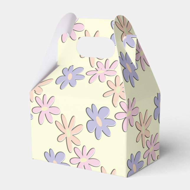 Pastel Flowers Cream Favor Boxes (Front Side)