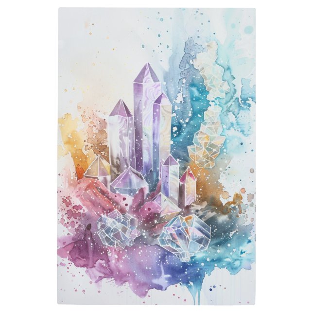 *~*Pastel FLOWERS  Floral Mandala  Crystals SC3 Metal Print (Front)