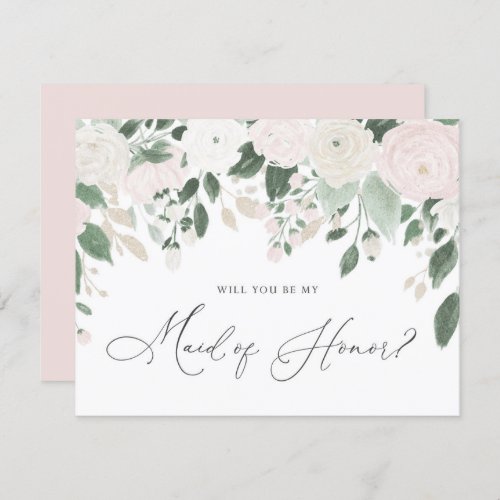 Pastel Flowers Glitter Maid of Honor Proposal Invitation